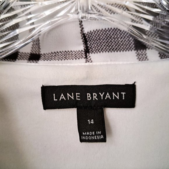 Lane Bryant Plaid Top Long Sleeve Size 14 Tie Neckline Great Condition - Picture 8 of 12